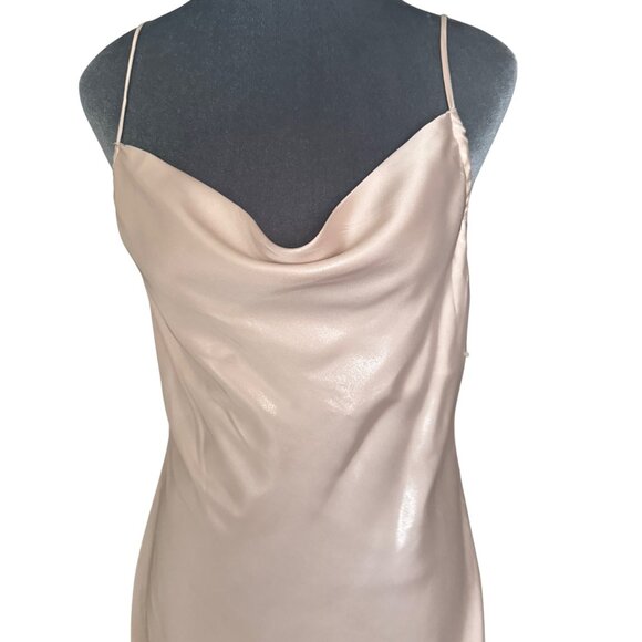 Princess Polly Satin Slip Dress Beige Size 2 Adjustable Spaghetti Straps Cowl Ne - Picture 2 of 6